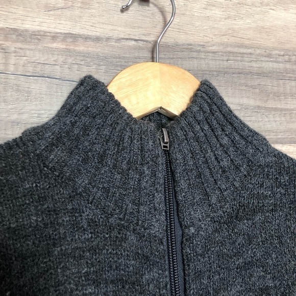 Vintage Zip Up Neutral Wool Blend Turtleneck Knit Cardigan Sweater Small - Picture 3 of 10